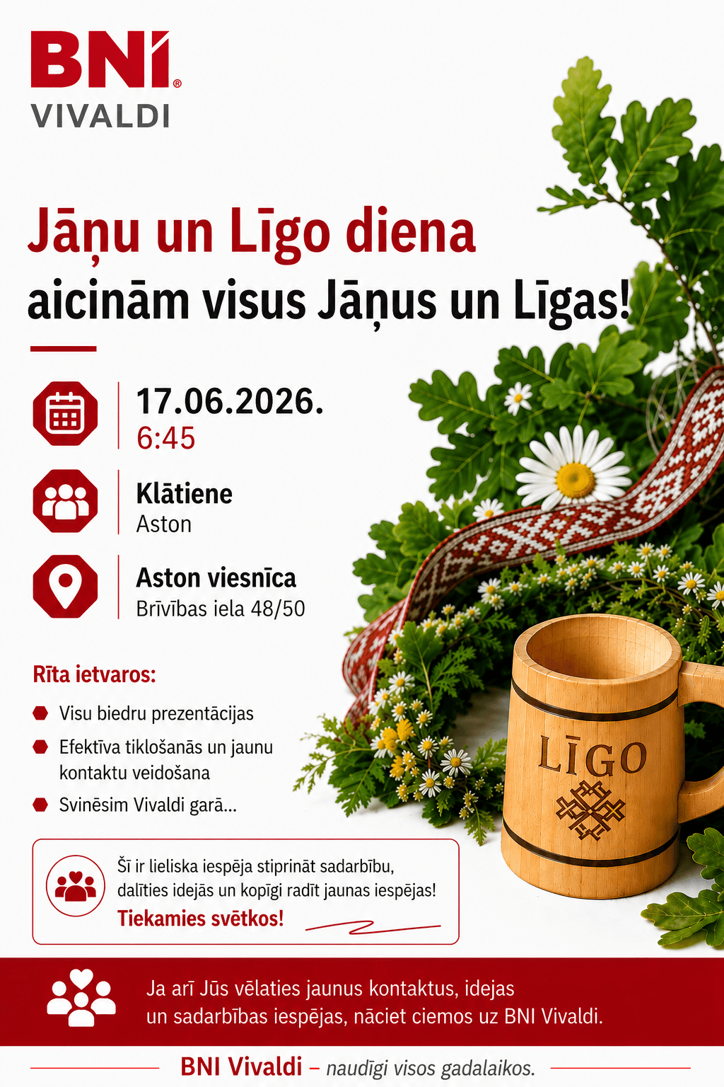 Jāņu un Līgu diena | BNI Vivaldi klātienes tikšanās | Degviela biznesam